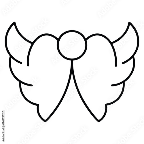 christmas angel wings simple vector icon on black color and white background
