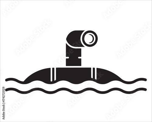 Industrial pipe emerging from water vector symbolizing pollution