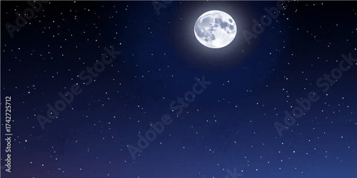 A stunning illustration of the dark night sky full of stars and clouds over the earth