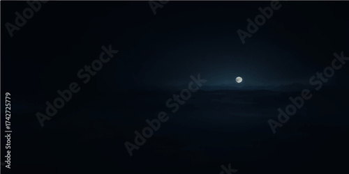 Bright full moon and dark clouds in night sky with blue glow and motion effect