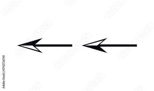 Two arrow symbols isolated on white background pointing left