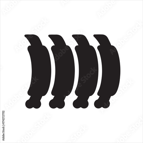 BBQ Ribs Silhouette Icon – Black Vector Rib Bones Illustration on White Background