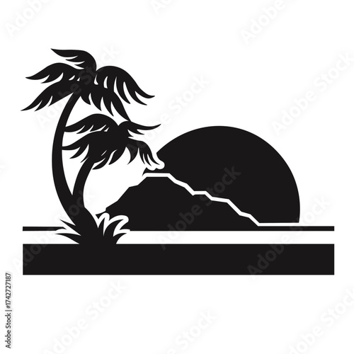 Ornamental Floral Design A classic black and white floral design element featuring elegant, curved leaves and intricate detailing. Perfect for use in decorative borders, logos