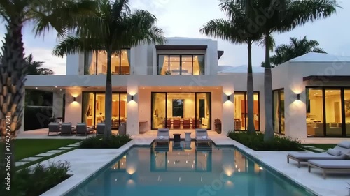 Luxury Waterfront Residence at Dusk