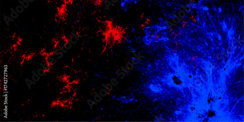 Realistic fog and mist effect on explosion special effect design wallpaper. watercolor background concept, vector with red and blue faint texture. Abstract blue and red paint wall cement texture.