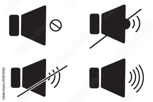 Sound Icon, Speaker icon set. volume icon vector. Sound icon, volume symbol, speaker sign, audio control set