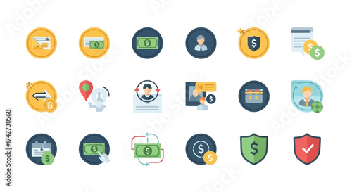 Business and Finance Flat Icon Collection for Web and Mobile.
