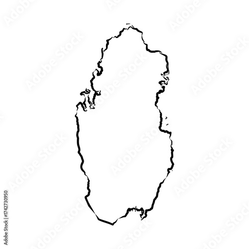 Qatar map, vector sketch illustration