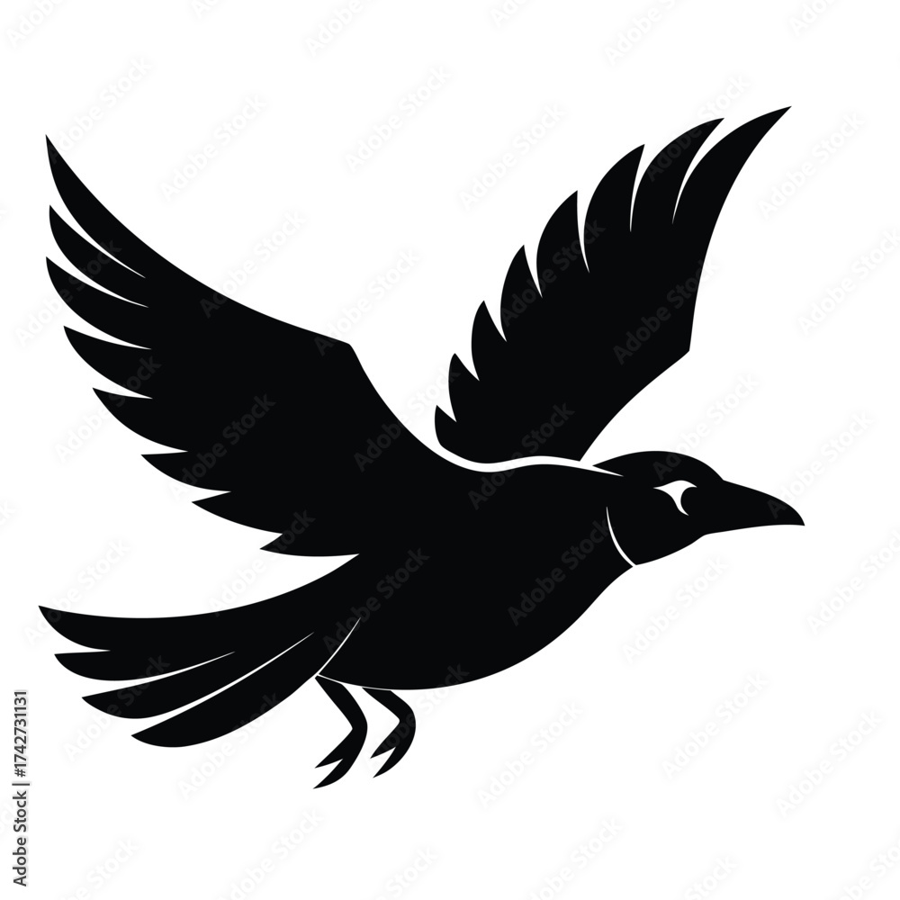 Obraz premium flying crow vector icon on white background