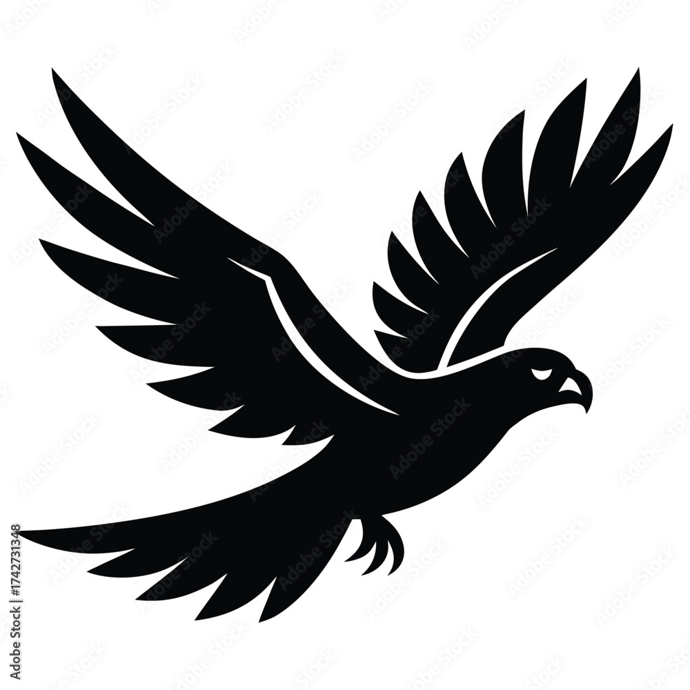 Obraz premium flying hawk icon on white background