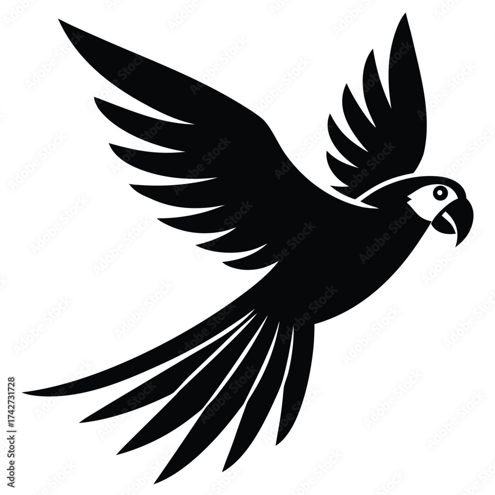 Obraz premium flying macaw vector icon on white background