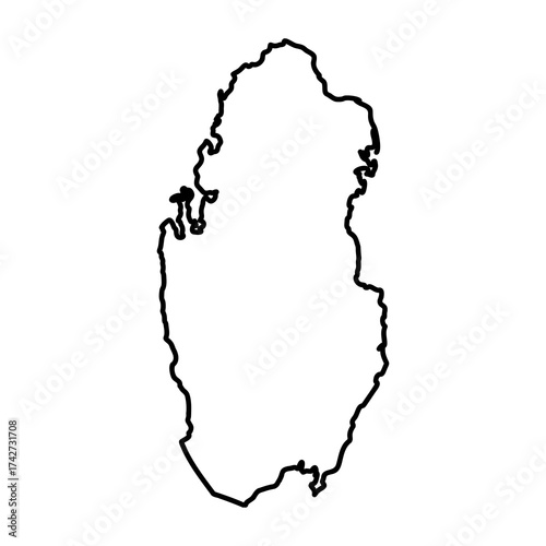 Qatar map, vector sketch illustration