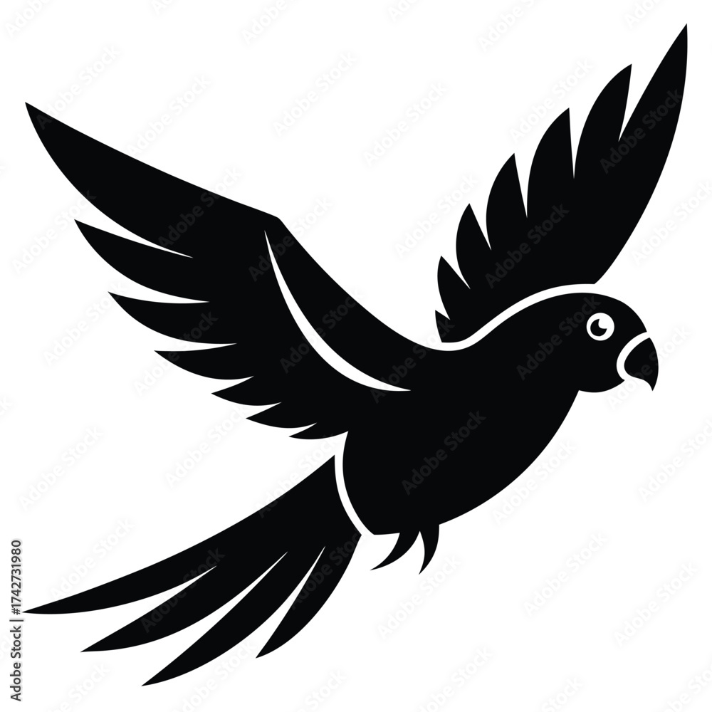 Obraz premium flying parakeet vector icon on white background