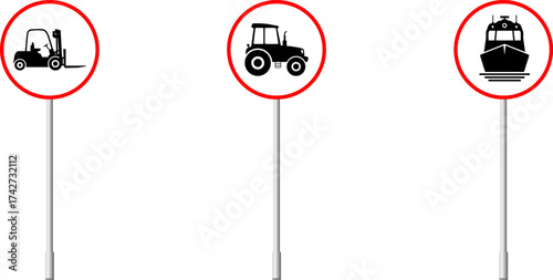 Prohibitory signs for specific vehicles, Vehicle prohibition signs vector.