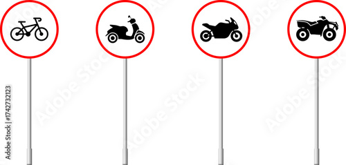 Prohibitory signs for specific vehicles, Vehicle prohibition signs vector.