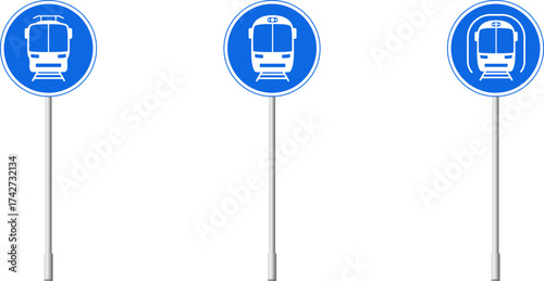Traffic signs permitting specific types of vehicles. Mandatory signs vector.
