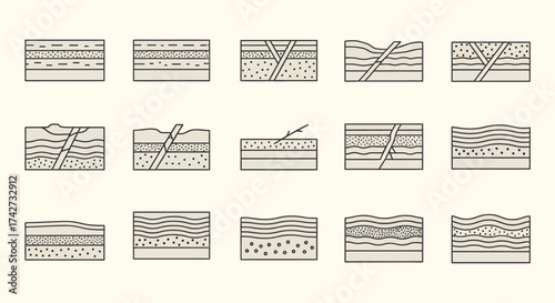 Geological Cross Section Diagrams Illustrating Earth Science Concepts.
