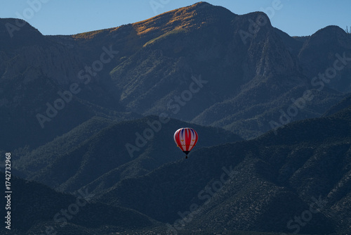 Balloon flying in the mountains