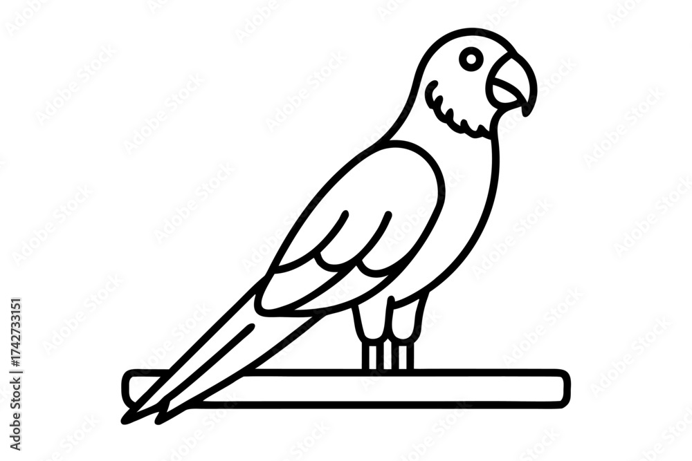 Fototapeta premium A parrot sitting on a wooden perch indoors