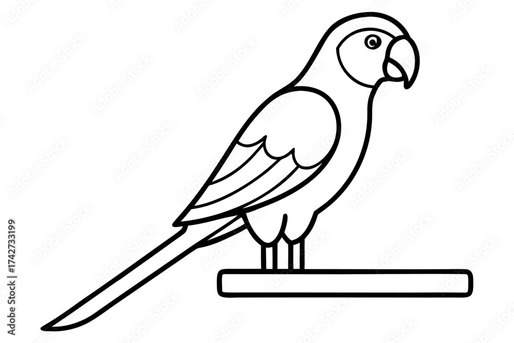 Fototapeta premium A parrot sitting on a wooden perch indoors