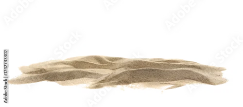 Fototapeta Pile desert sand dune isolated on white, clipping path	