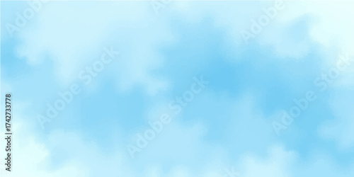 Bright blue sky with white fluffy clouds is a beautiful nature background