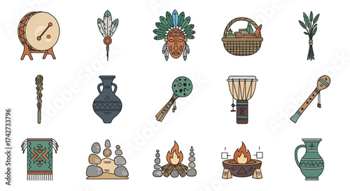 Native American Cultural Artifacts - A Collection of Traditional Objects.