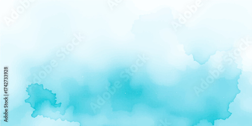 A vibrant abstract watercolor texture depicts a beautiful blue sky with wispy white clouds on a bright summer day