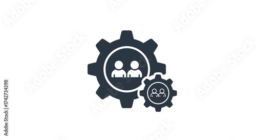Teamwork and Collaboration Gear Icon.