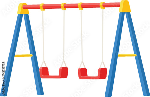 Illustration of playground swing set for kids outdoor fun time