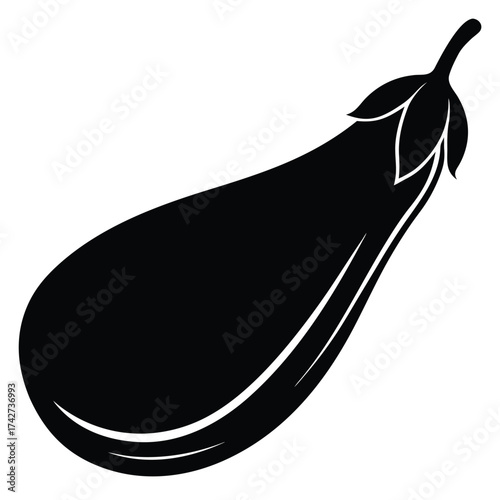 black eggplant simple design on white background clip art preview