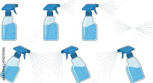 Spray bottle illustration set for cleaning and disinfection
