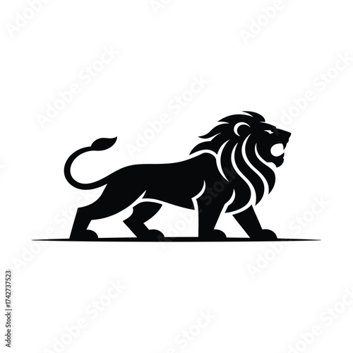Detailed lion head graphic a striking animal symbol silhouette