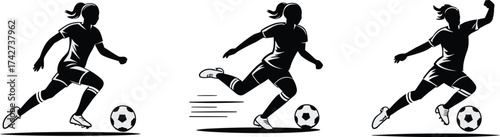 Set of Women's Soccer Player Icons. Vector 