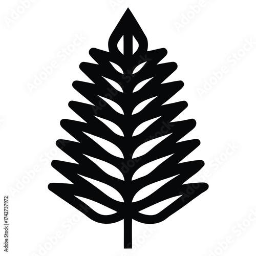 pine needles simple vector icon on black color and white background
