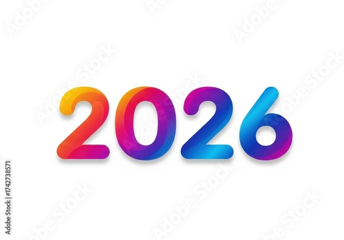 Colorful and Creative Design of the Year 2026 in Vibrant Shades of Blue and Orange