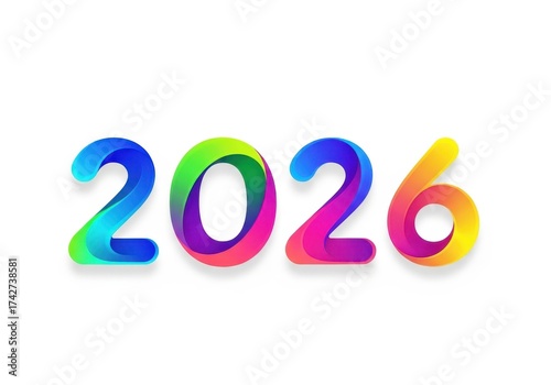 Colorful and Modern Design of the Year 2026 in Vibrant Gradient Colors for Celebrations