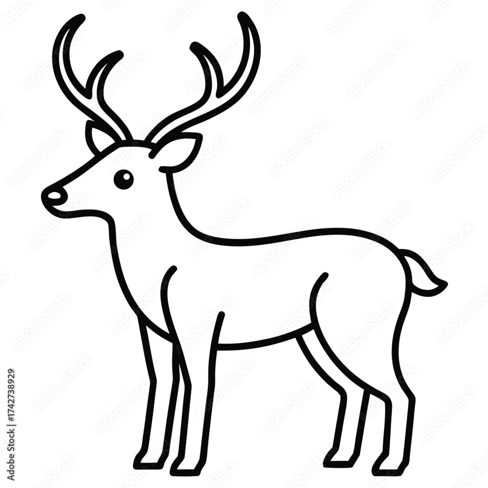 Fototapeta premium reindeer outline simple vector icon on black color and white background