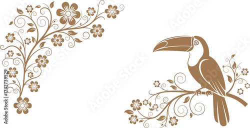 Toucan bird floral design vector illustration graphic art