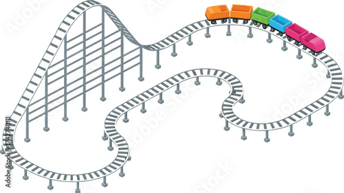 Roller coaster ride vector illustration amusement park design