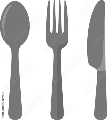 Cutlery set spoon fork and knife kitchen utensils flatware icon