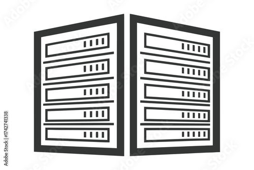 Server rack system vector, IT datacenter equipment on white background, networking hardware