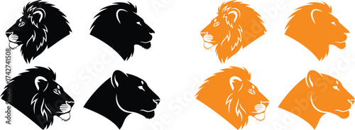 Lion head vector graphic silhouette animal predator feline design