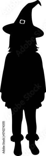 Enchanting witch silhouette casting spells, perfect for Halloween designs, spooky events, or magical themed projects, conveying mystery and fantasy