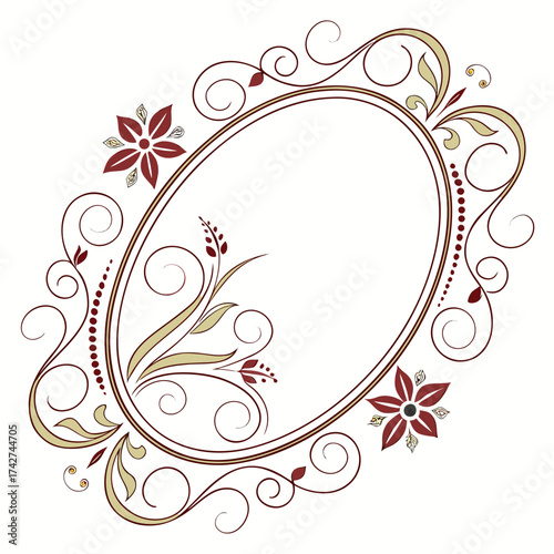 Elegant oval frame with floral ornaments