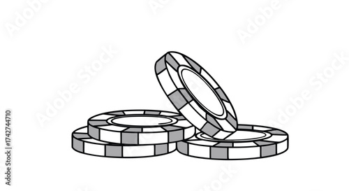 Casino poker chips stacked ready for game play, gambling, winning, betting, luck concept

