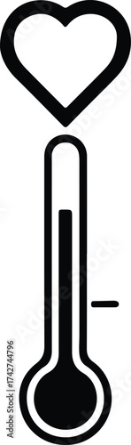 Illustrator Vector Heart and thermometer medical concept creative modern silhouette