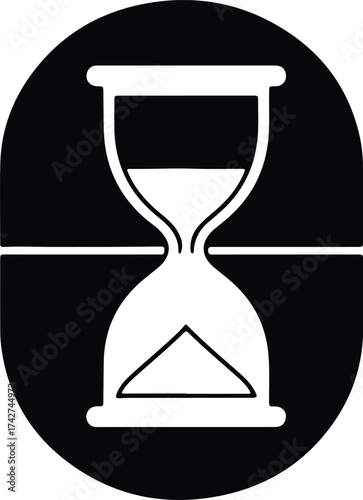 Illustrator Vector Hourglass time management symbol on black background silhouette