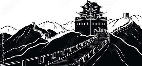 Great wall china chinese architecture landmark landscape travel asia
