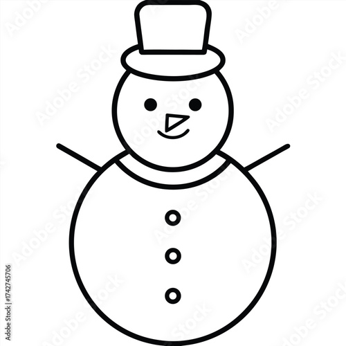 snowman simple vector icon on black color and white background